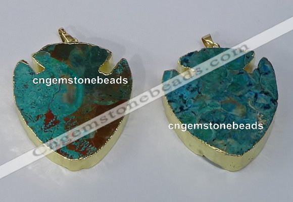 NGP3067 35*40mm – 40*45mm arrowhead ocean agate pendants