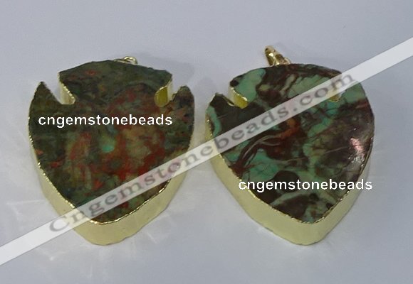 NGP3068 35*40mm – 40*45mm arrowhead ocean agate pendants