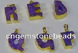 NGP3072 20*25mm - 25*30mm letter druzy agate pendants wholesale