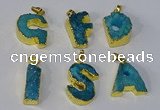 NGP3074 20*25mm - 25*30mm letter druzy agate pendants wholesale