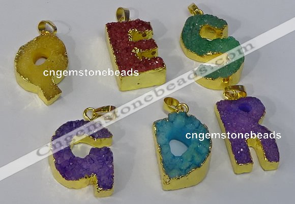 NGP3076 20*25mm - 25*30mm letter druzy agate pendants wholesale