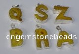 NGP3078 20*25mm - 25*30mm letter druzy agate pendants wholesale