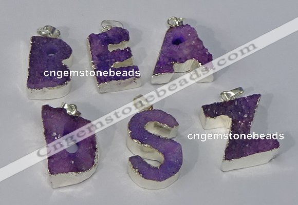 NGP3079 20*25mm - 25*30mm letter druzy agate pendants wholesale