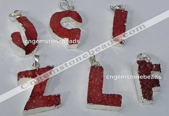 NGP3080 20*25mm - 25*30mm letter druzy agate pendants wholesale