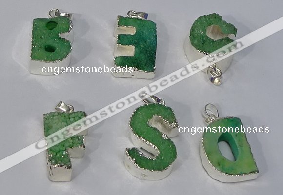 NGP3082 20*25mm - 25*30mm letter druzy agate pendants wholesale