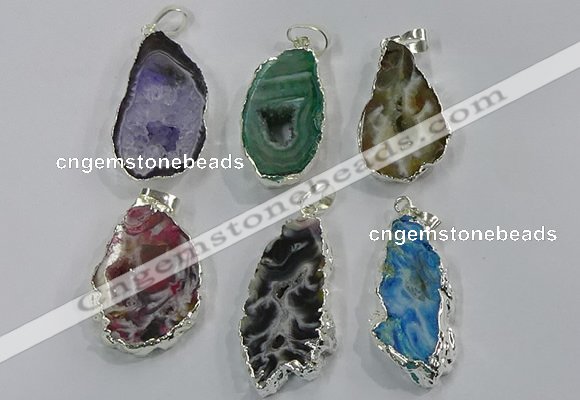 NGP3105 25*40mm - 30*50mm freeform druzy agate gemstone pendants