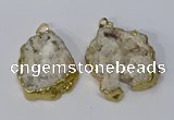 NGP3135 25*35mm - 40*50mm freeform plated druzy agate pendants