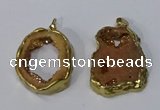 NGP3142 25*35mm - 40*50mm freeform plated druzy agate pendants
