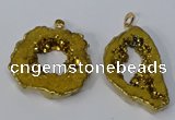 NGP3143 25*35mm - 40*50mm freeform plated druzy agate pendants