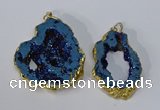NGP3144 25*35mm - 40*50mm freeform plated druzy agate pendants