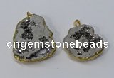 NGP3145 25*35mm - 40*50mm freeform plated druzy agate pendants