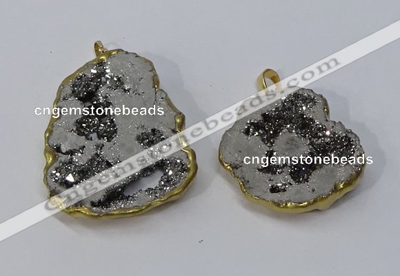 NGP3145 25*35mm - 40*50mm freeform plated druzy agate pendants