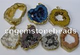 NGP3147 25*35mm - 40*50mm freeform plated druzy agate pendants