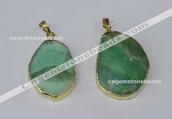 NGP3158 25*35mm - 30*40mm freeform green fluorite gemstone pendants