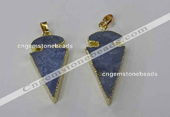 NGP3208 18*35mm - 20*40mm arrowhead blue lace agate pendants