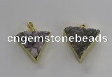 NGP3220 25*30mm - 30*35mm triangle druzy agate pendants