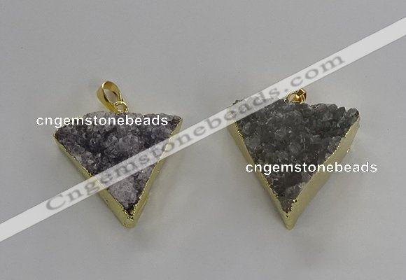 NGP3220 25*30mm - 30*35mm triangle druzy agate pendants