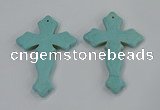 NGP3224 50*75mm cross turquoise gemstone pendants wholeasle