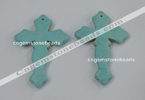 NGP3224 50*75mm cross turquoise gemstone pendants wholeasle