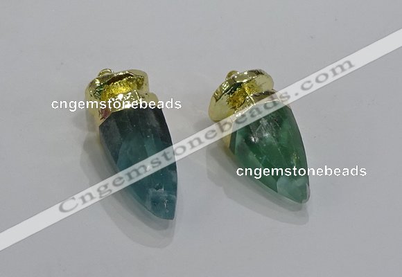 NGP3251 15*30mm - 18*35mm faceted bullet fluorite pendants