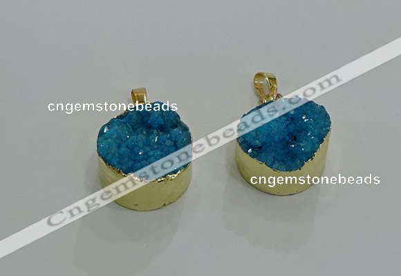 NGP3258 20mm - 22mm coin druzy agate pendants wholesale