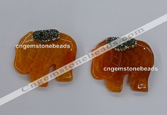 NGP3261 40*48mm - 45*50mm elephant agate gemstone pendants