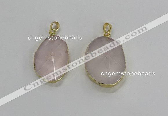 NGP3270 18*25mm - 30*35mm freeform rose quartz pendants