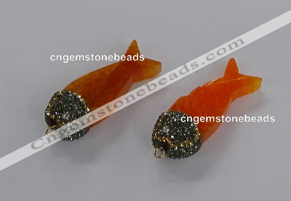 NGP3273 16*52mm - 18*56mm fish-shaped agate gemstone pendants