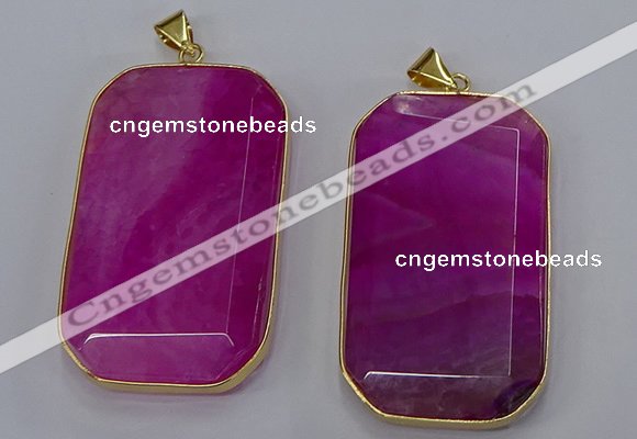 NGP3282 35*60mm octagonal agate gemstone pendants wholesale
