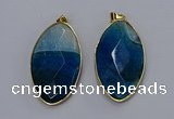 NGP3288 33*55mm faceted marquise agate gemstone pendants wholesale