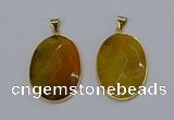 NGP3292 33*45mm faceted oval agate gemstone pendants wholesale