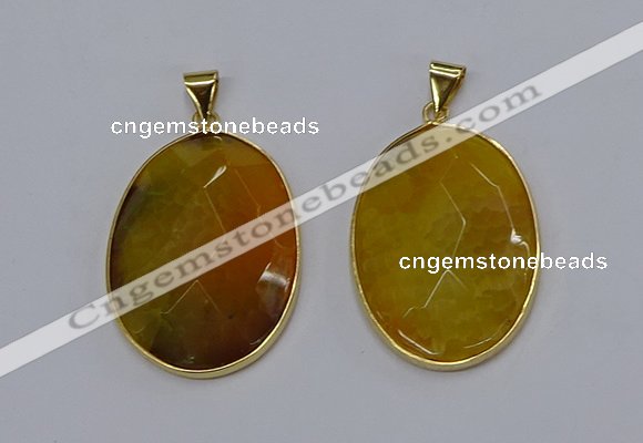 NGP3292 33*45mm faceted oval agate gemstone pendants wholesale