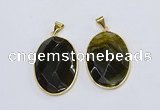 NGP3293 33*45mm faceted oval agate gemstone pendants wholesale