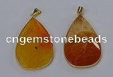 NGP3294 37*57mm faceted flat teardrop agate gemstone pendants