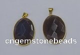 NGP3295 33*45mm faceted oval agate gemstone pendants wholesale