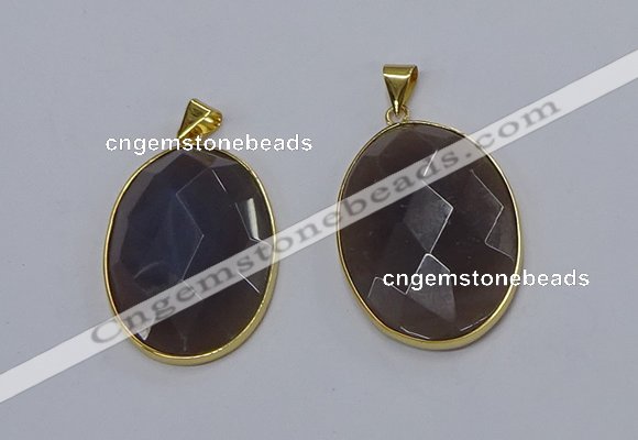 NGP3295 33*45mm faceted oval agate gemstone pendants wholesale