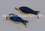 NGP3315 16*50mm - 18*52mm fish-shaped agate gemstone pendants