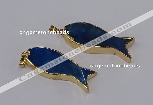 NGP3315 16*50mm - 18*52mm fish-shaped agate gemstone pendants