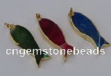 NGP3319 16*50mm - 18*52mm fish-shaped agate gemstone pendants