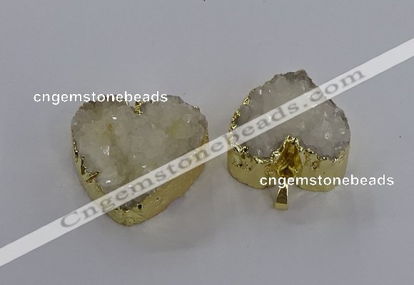 NGP3331 30*30mm - 35*35mm heart druzy agate gemstone pendants