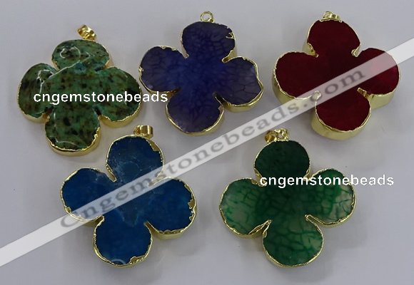 NGP3340 43*45mm - 45*47mm flower agate gemstone pendants