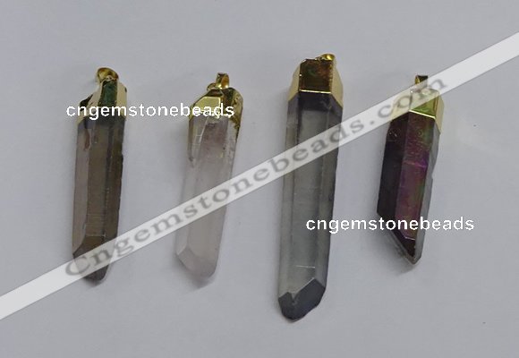 NGP3405 10*45mm - 12*55mm sticks plated quartz pendants wholesale