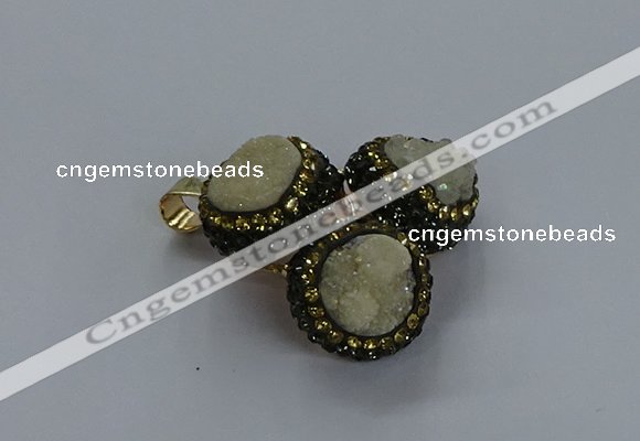 NGP3410 14mm - 16mm coin druzy agate gemstone pendants