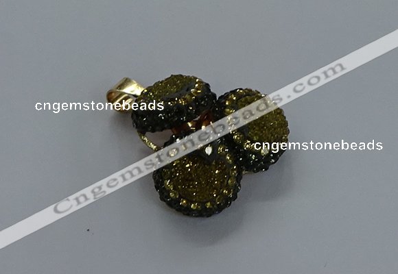 NGP3413 14mm - 16mm coin druzy agate gemstone pendants