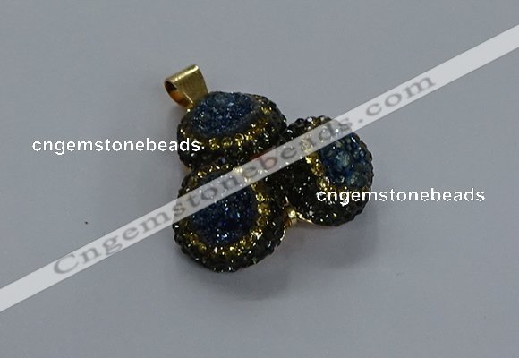 NGP3418 14mm - 16mm coin druzy agate gemstone pendants