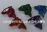 NGP3429 25*40mm - 30*45mm dolphin agate gemstone pendants