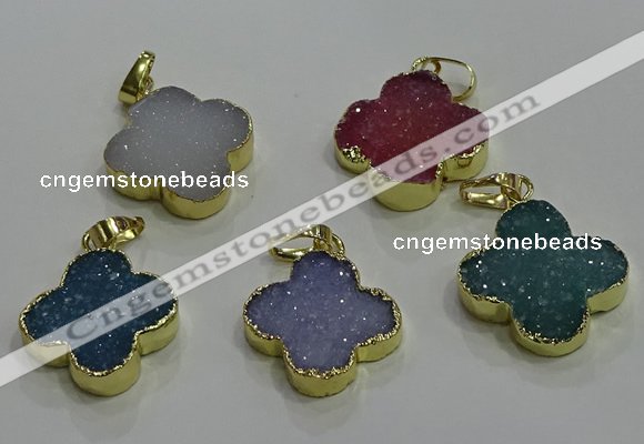 NGP3434 20*20mm - 22*22mm flower druzy agate gemstone pendants