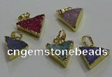 NGP3435 12*16mm - 15*20mm triangle druzy agate gemstone pendants