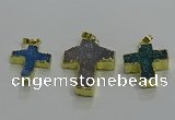 NGP3437 20*22mm - 25*35mm cross druzy agate gemstone pendants