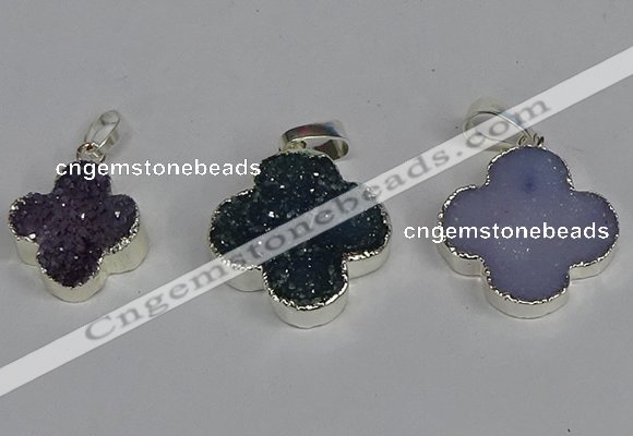 NGP3450 15*15mm - 20*20mm flower druzy agate gemstone pendants